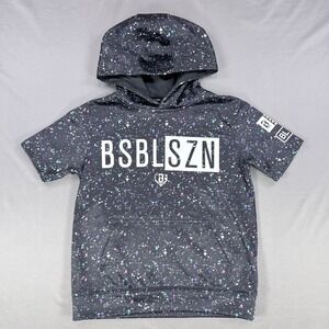 BL101 BSBLSZN Boys YS Black Paint Splatter Short Sleeve Performance Hoodie Sport